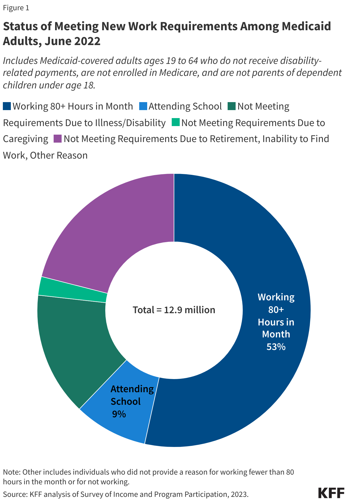 Status of Meeting New Work Requirements Among Medicaid Adults, June 2022